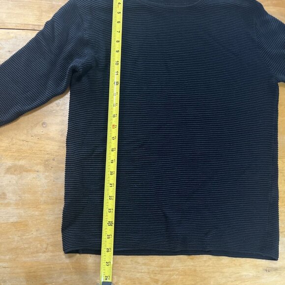 Aritzia Wilfred Black Sweater Womens Sz M Ribbed Knit 3/4 Sleeve Longer Length - Picture 9 of 9